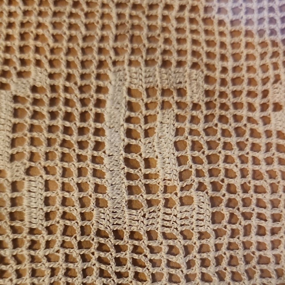 Filet Crochet Lace Doily W/ word "CAKE" Art w/Silver Frame VTG Celebration Party - Picture 4 of 9